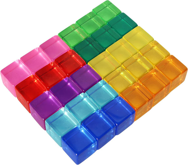 Rainbow Acrylic Gem Cubes Blocks, Educational Sensory Training Crystal Toys for Babies, Learn Color & Stacking
