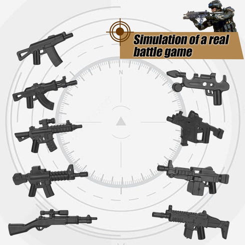 38 Pcs WW2 Military Weapons Pack, Soldier Style Weapon Accessories for Classic Building Blocks, Age 6 to 15