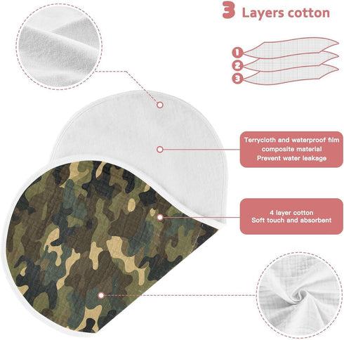 J JOYSAY 22''x11'' 4 1 Pack Military Camouflage Baby Burp Cloths for Boys Girls Large Cotton Baby Washcloths Extra