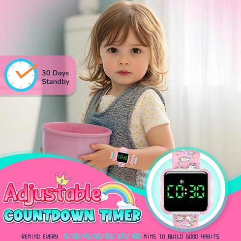 Etuwoe 1-3 2 3 4 Potty Training Watch for Toddler Girls: Adjustable Volume Potty Watches for Kids Water Resistant