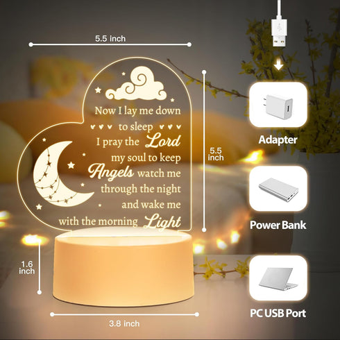 Cozy Baptism Gifts for Girl Boy, Baby Nursery Night Light for Bedtime Prayer, Baby Christening Gifts for Boys Girls