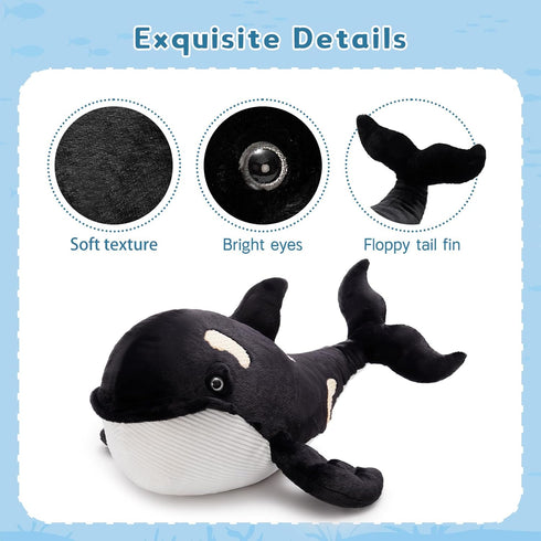 31.5Inch MorisMos Orca Stuffed Animal, Realistic Stuffed Orca Plush Toy, Soft Killer Whale Stuffed Animal Toy Sea