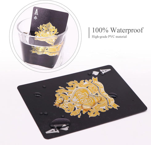 WJPC Black Diamond Premium PVC Waterproof Poker Playing Cards - Cool Deck for Party and Game