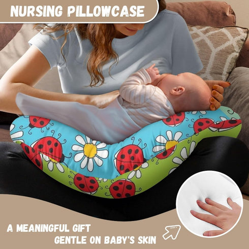 Forchrinse Rainbow Ladybug Daisy Nursing Pillow Cover Breastfeeding Pillow Cover Fit for Most Nursing Pillows,Cute