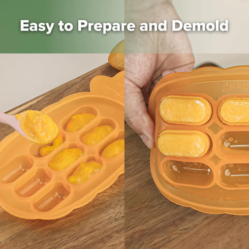 haakaa Silicone Nibble Freezer Tray, Breastmilk Teething Popsicle Mold and Baby Food Maker, BPA Free - Apricot