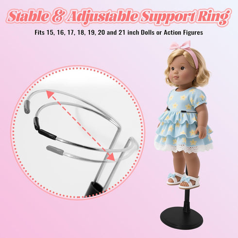 MEIJIAYOU 4PCS 15, 16, 17, 18, 19, 20, 21 inch 2" 4",Black Doll Stand Compatible with American Girl Accessories,Fit