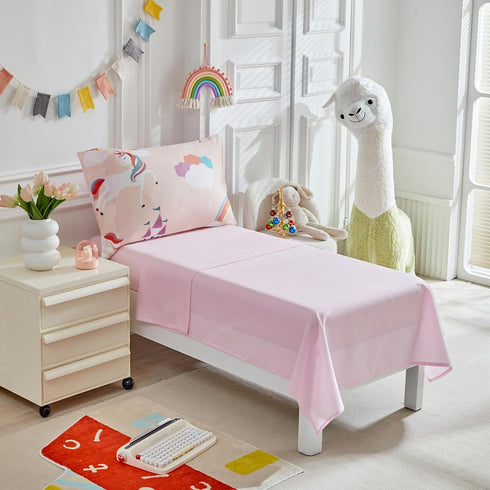 4 Set Set 1 Set 1 1 1 Pieces Toddler Bedding for Girls Light Pink Unicorn Toddler Bed - Soft Castle Rainbow Cute