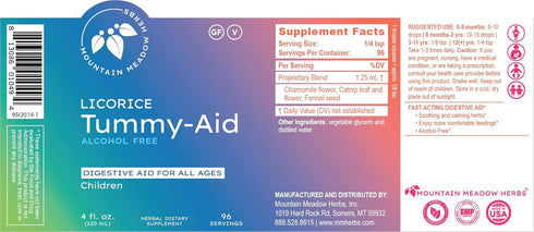 Tummy-Aid Upset 4 oz Mountain Meadow Herbs Licorice for Babies & Kids Gas Relief Drops for Colic, Stomach, Reflux