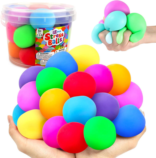 Squishy Stress Balls for Kids Adults: 18 Pack Stretchy Fidget Ball for