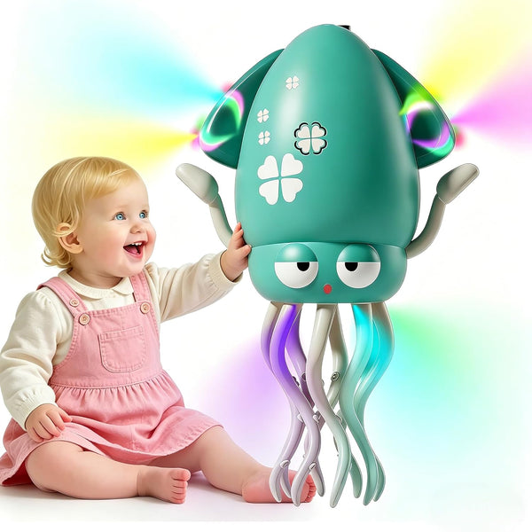 SANJOIN Dancing Octopus Baby Toy,Easter Basket Stuffers Gitfs Rechargeable Tummy Time Toys
