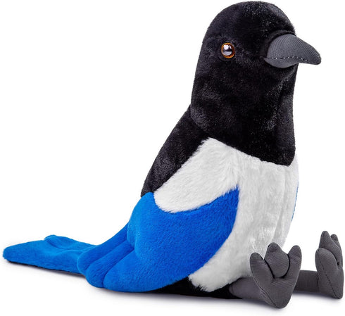 ZHONGXIN MADE Magpie Plush Toy - Realistic 12inch Black Magpie Bird Stuffed Animal, Cute