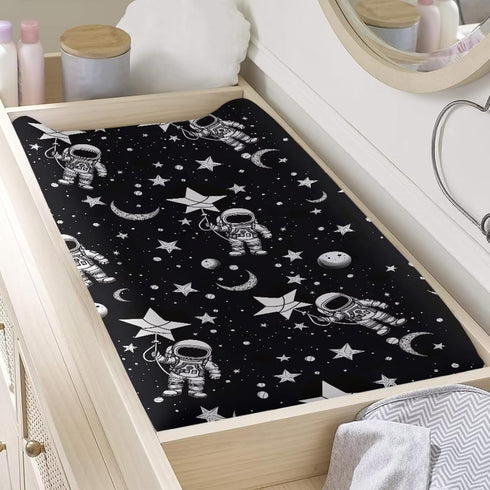 Astronaut Soft Diaper Changing Cover for Boys Girls, Breathable Changing Table Cover Fit 32"x16" Contoured Pad