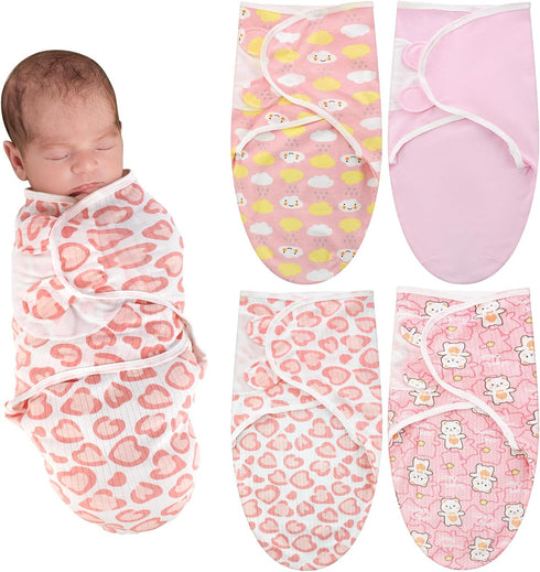4 Pcs Preemie Baby Swaddle - Adjustable Swaddle Blanket Preemie Size Newborn Cotton Swaddle Blanket for Boys Girls