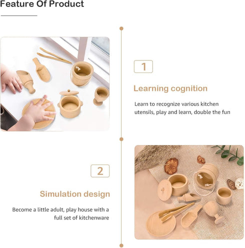 Set 9 Montessori Toys Sensory Bin Toys for Toddlers of Wooden Waldorf Toys Wooden Scoops and Tongs for Transfer Work
