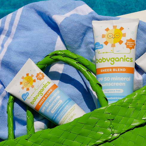 Babyganics SPF 50 Mineral Sunscreen Lotion, 8 oz - Sheer Blend, UVA UVB Protection, Water Resistant, Fragrance Free