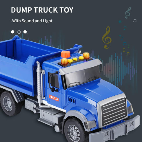 haomsj Big Dump Truck Toy Light Up & Moveable Lifting Back Garbage Push and Go Car Plastic Beach Construction Toy