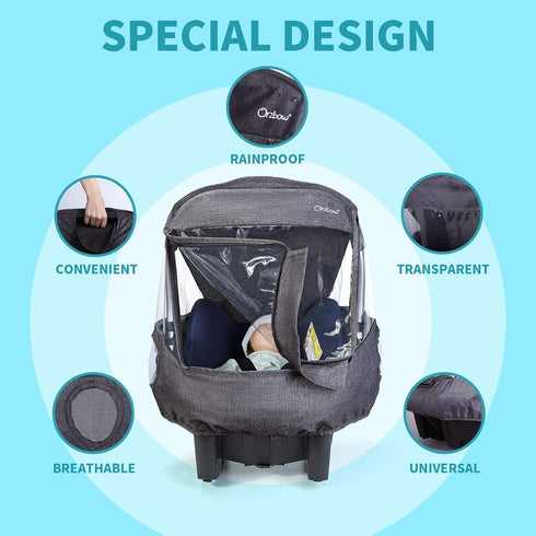 Car Seat Rain Cover, Compatible with Doona Infant Car Seat Stroller, Universal Rain Cover with Window for Waterproof
