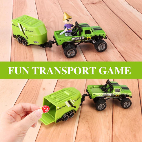 hehred Truck,1:64 2.4Ghz Mini RC Scale Monster Truck Remote Control Car with Lights, Remote Control RC Car and Trailer
