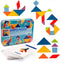 Vanmor Wooden Tangrams Sets, Educational Toy Pattern Blocks, Shape Card Brain Teaser Puzzles, Travel Games for Kids 4-8