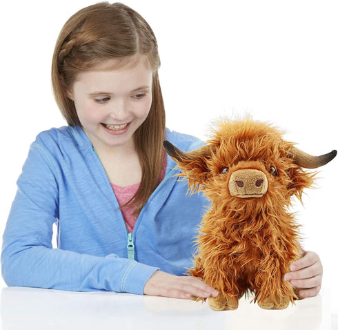 Cute 10.5 Inch Highland Cows Stuffed Animals - Realistic Cow Plush Toy for Kids