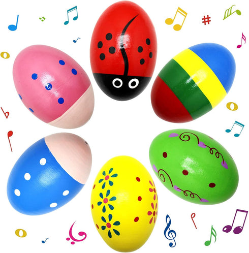 Hidreams Wooden Musical Egg Easter Egg Shakers Maracas for Baby Kids Instrument Early