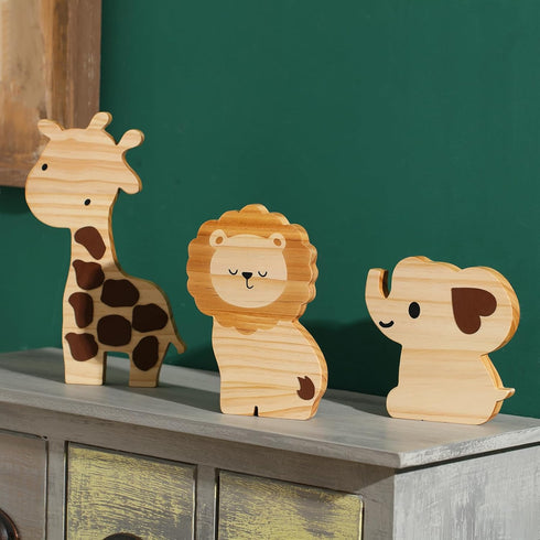 3 Barydat Pcs Wood Safari Nursery Decor Cute Woodland Animal Nursery Safari Decoration Woodland Animal Jungle Themed