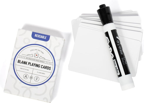 Stellar Factory Premium Reusable Blank Playing Cards - Dry Erase & Wet Erase - Game Design, Prototyping, and Flashcards (1 Count)