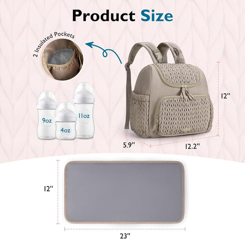 mommore Backpack Backpacks Diaper Bag Small Diaper Stylish Baby Travel Mini Maternity Bags with Insulated Pockets