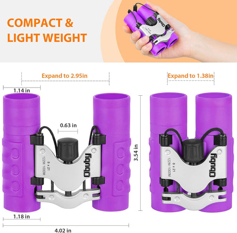 Obuby Real Binoculars for Kids - Gifts for 3-12 Years, 8x21 High-Resolution Optics Compact Toy Binocular for Bird