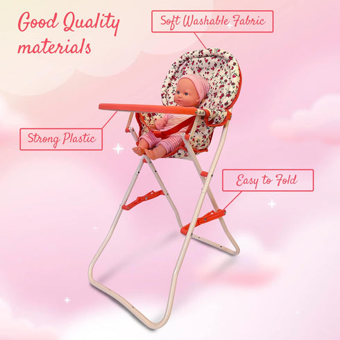 18 Inch Set 3 5+ Foldable Baby Doll High Chair, Baby Doll Accessories, Dolls & Accessories Highchair Stuff for Doll