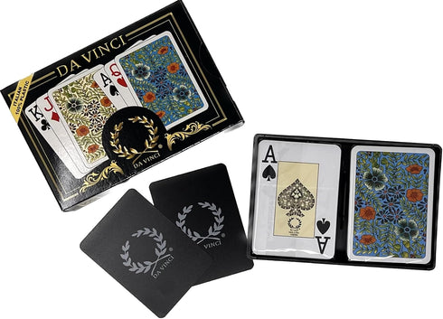 DA VINCI Fiori - Italian 100% Plastic Playing Cards - 2 Deck Set, Poker Size Large Print Jumbo Index