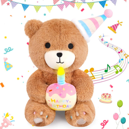 Birthday Teddy Bear Plush Toy- Happy Birthday Singing & Glow Stuffed Animal,