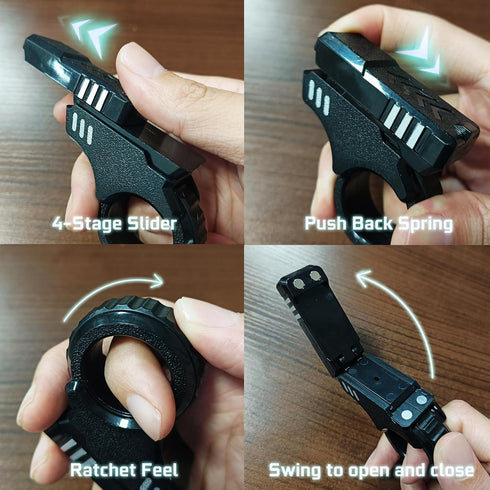3+ Ography Fidget Gun Fidget Toy Gun Fidget Slider, Enhanced Feel Stress Relief Relax EDC Gyro Finger Toy Fidget Ring