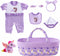 BABESIDE 8 Pcs Reborn Baby Doll Accessories Set Includes Doll Clothes, Bassinet,