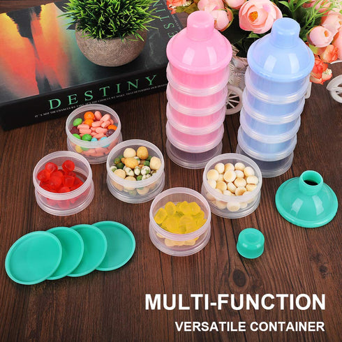 Accmor 5 Formula Dispenser On The Go, Compartments Stackable Formula Container for Travel, Baby Milk Powder Kids Snack