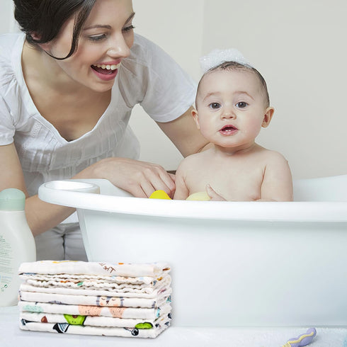 20' 10' Pack 10, 6-layer FOOK FISH Muslin Burp Cloths Cotton Burping Cloth X of Baby Spit Up Cloths for Newborn