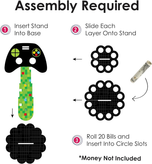 Big Dot of Happiness Game Zone - DIY Pixel Video Game Party or Birthday Money Holder Gift - Cash Cake
