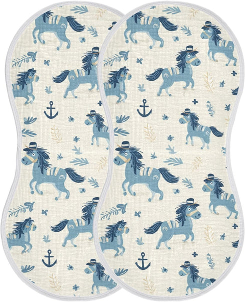 decor gift 4 Pack 22x11in Cotton Soft Burp Cloths Soft and Absorbent? Naughty Ocean Pony Ivory spit up Rags for Unisex