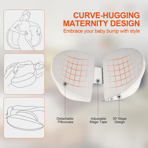 Pregnancy Wedge Pillows for Sleeping, Memory Foam Pregnancy Body Pillow for Pregnant Women, Support for Belly, Back