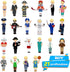 56 PCS Magnetic Dress-up Pretend Play Doll Set with 21 Occupations, Perfect for Preschool Learning