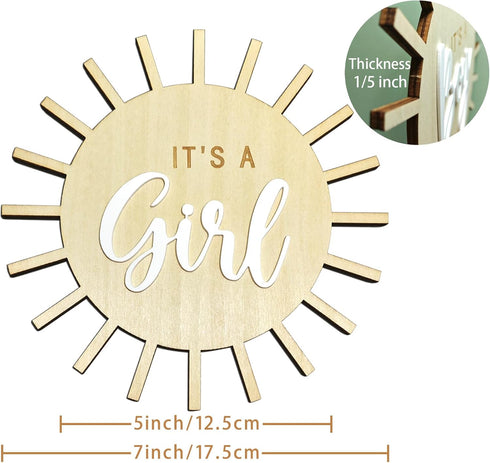 Double Sided Sun Gender Reveal Sign, Boho Sun Baby Boy or Girl Pregnancy Birth Announcement Wooden Sign, It's A Boy