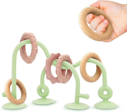 Suction Cup Sensory Bath Toys - 24hr Strong Hold Play Activity for Babies, Silicone Bath Time Montessori Teething Toy