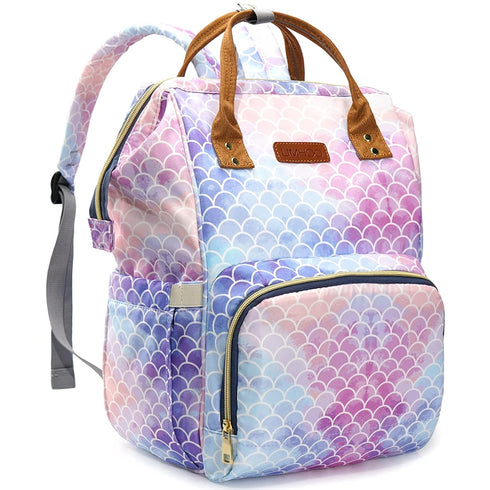 LIMHOO Mermaid Diaper Bag Backpack, Waterproof Baby Care Bag, Women Travel Baby Nappy
