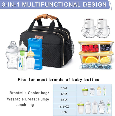 Pack 6 9 Breastmilk Cooler Bag with Ice Fits Baby Bottles Up to Ounce, Compatible with Wearable Breast Pumps