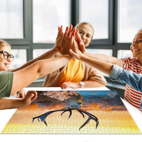 1000 Piece Jigsaw Puzzle for Adults - Red Deer in Morning Sun
