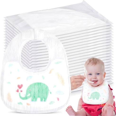Skicuff 100 Pcs Disposable Baby Bibs Bulk for Baby Boys and Girls Individually