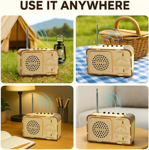 Nautydaddy 8-13, 3D 8-12+ FM Radio Kit, STEM Toys for Ages DIY Wooden Puzzle to Build a Working FM Radio, Educational