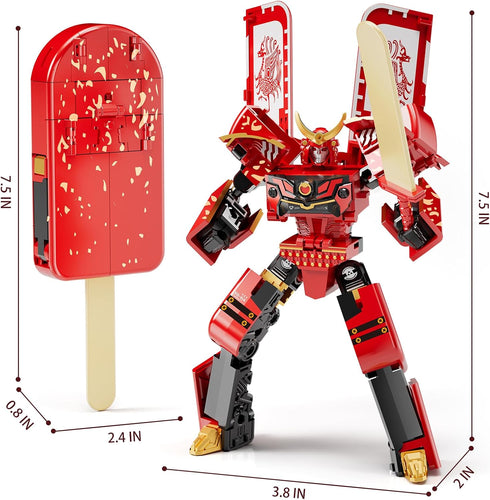 BOZOBO 2 1 Ice Cream Transforming Toy, in Popsicle Transform into Robot Action Figure, DIY Transformation Figure Toys