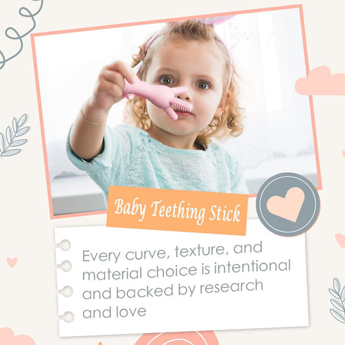 3D Toy,360-Degree 3D) BIGSPINACH Baby Teether, BPA-Free Multi-Texture Silicone Teething Stick Textured Design