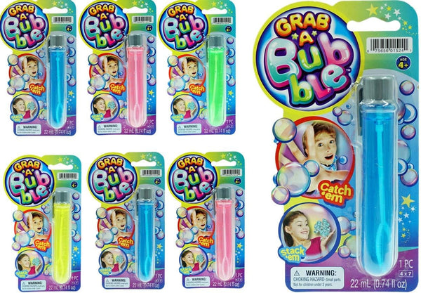 JA-RU Grab a Bubble - Touchable Mini Bubbles Wand Toy (6 Pack Assorted Color) | Small Bubble Wands for Kids